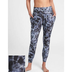 Athleta Salutation Printed Tie Dye Joggers XS Calypso Blue Pull On Yoga Active